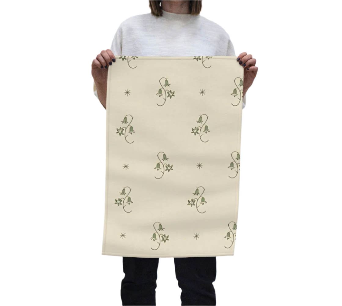 Tea Towel - Wild Bellflower in Taupe