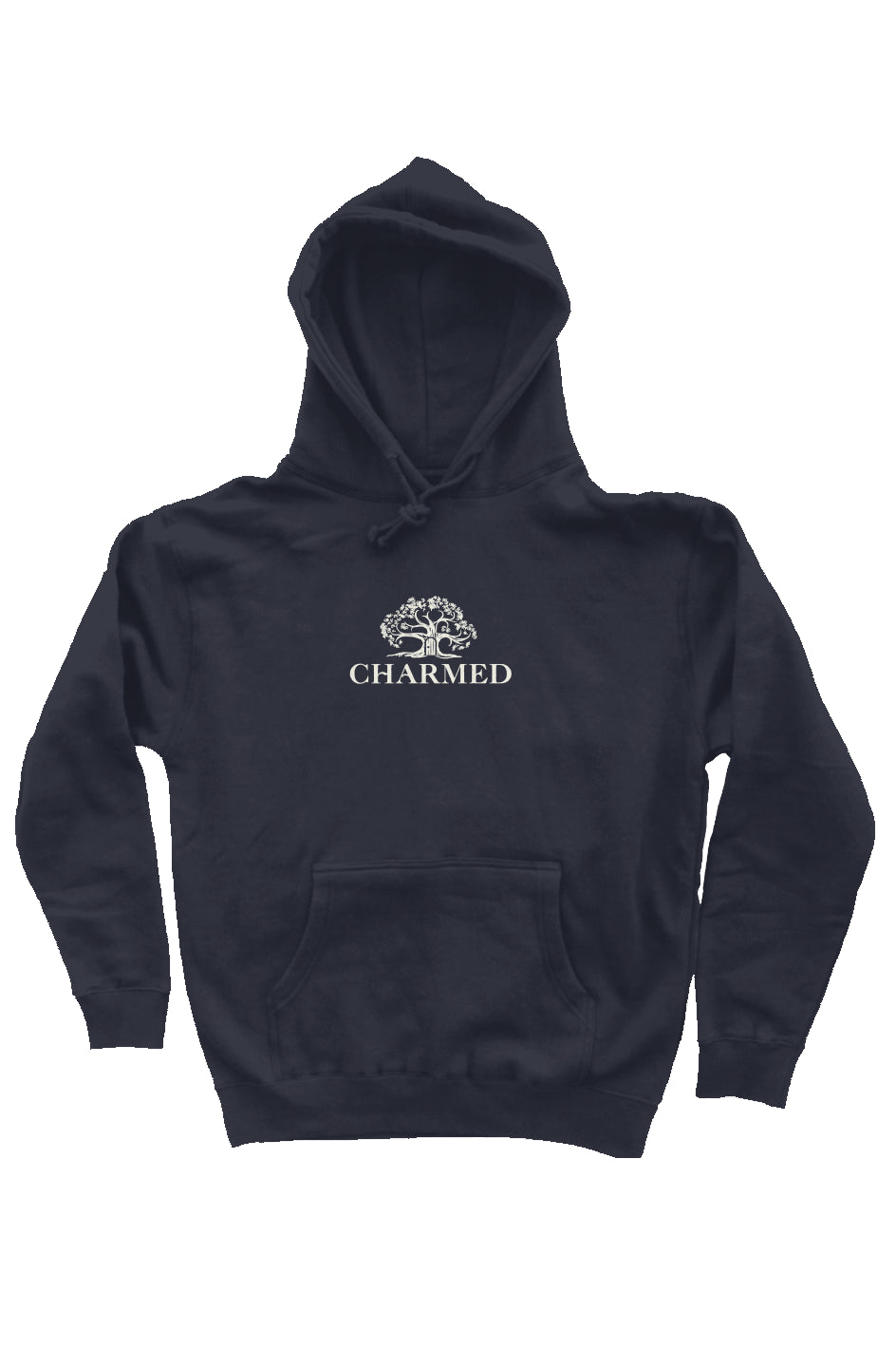 tree embroider hoodie navy