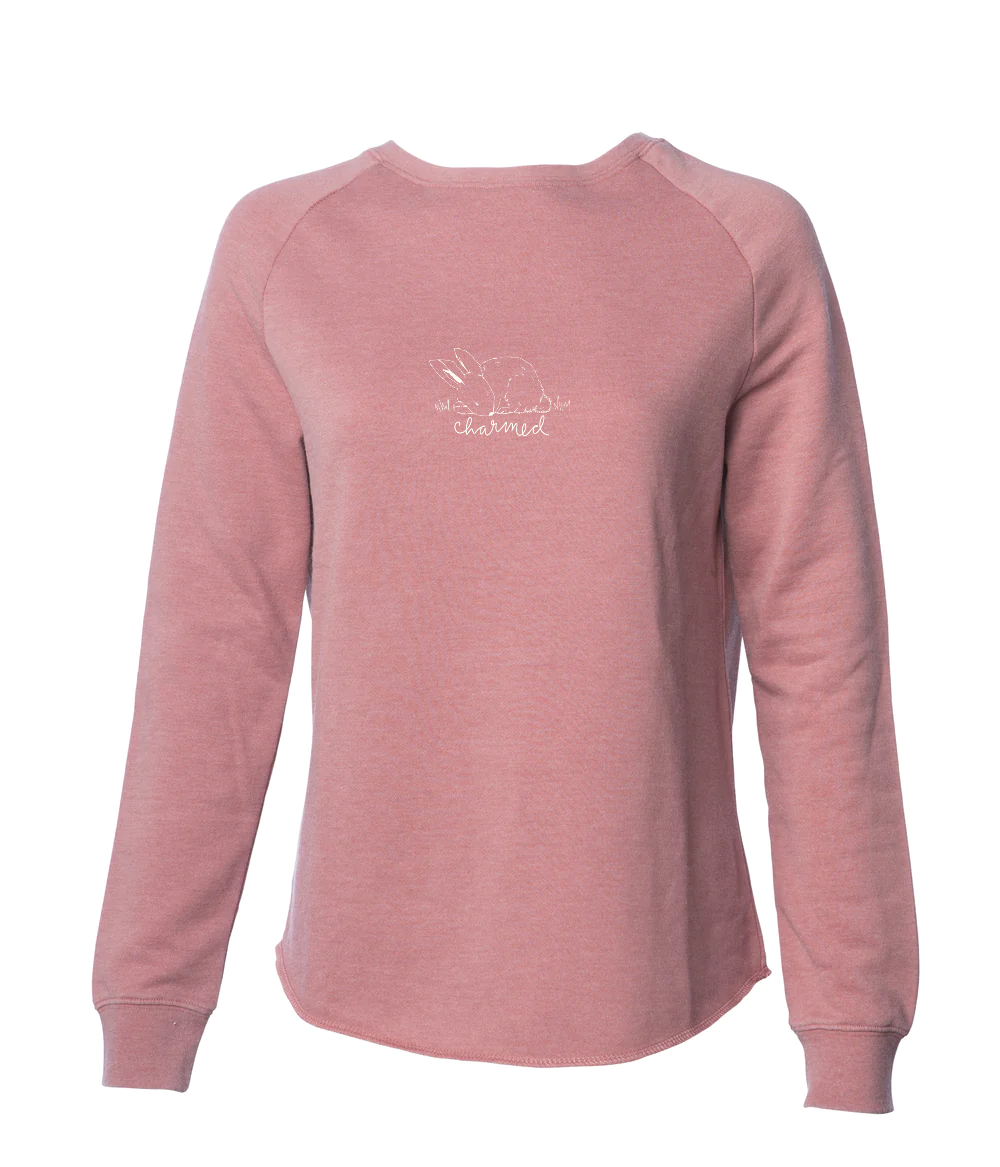 Womens Embroider Bunny Crewneck