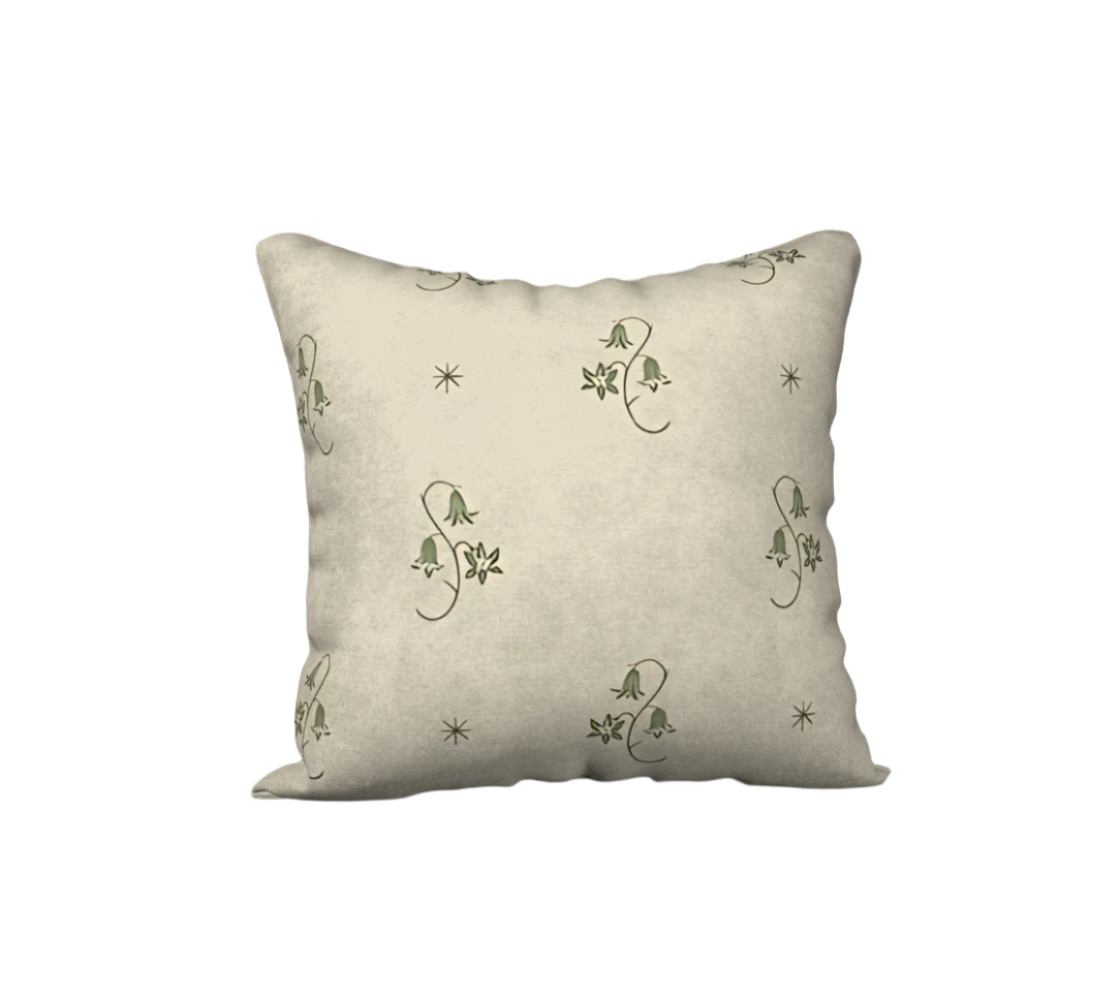 18" x 18" Pillowcase - Wild Bellflower in Taupe