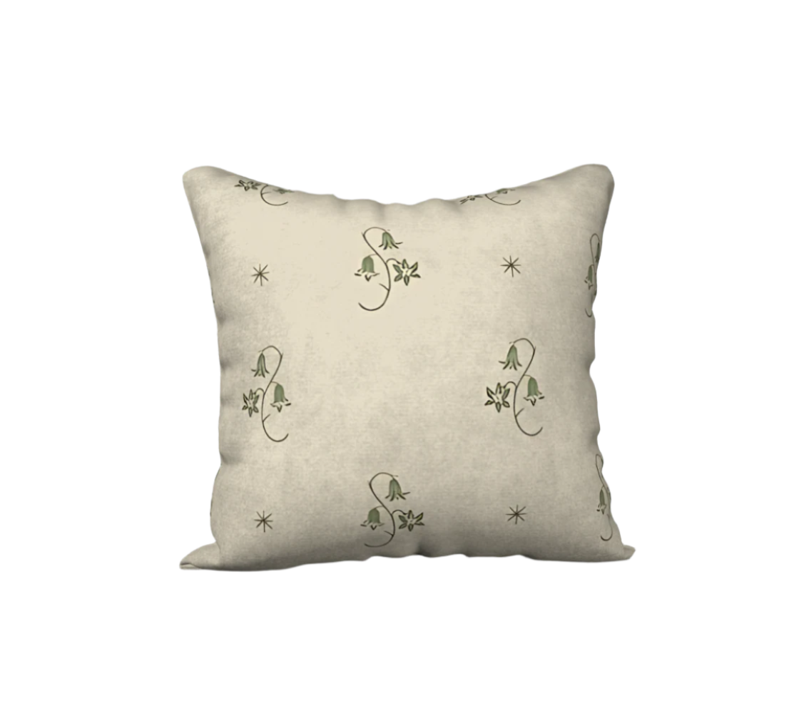 18" x 18" Pillowcase - Wild Bellflower in Taupe
