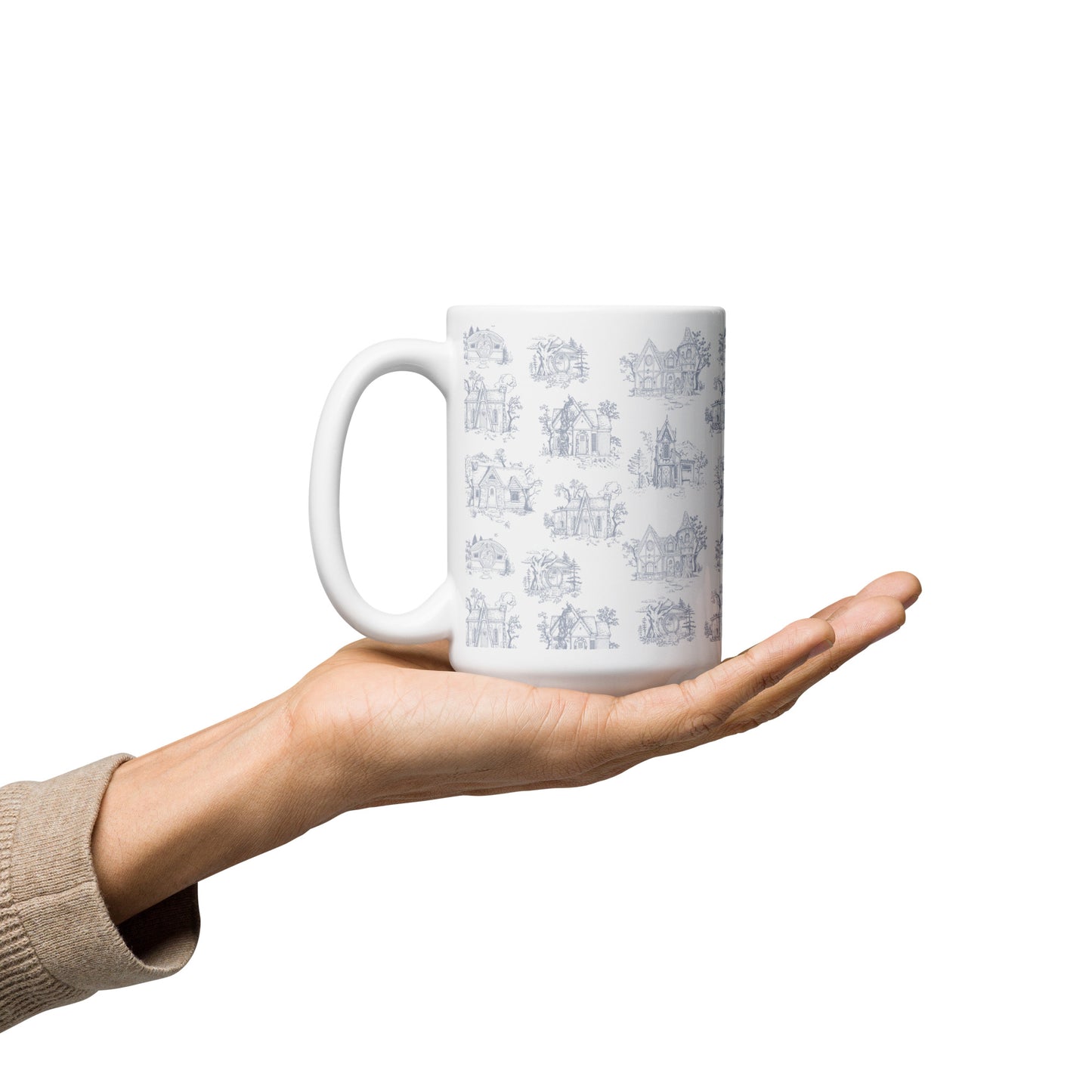 White Cottage Toile Mug