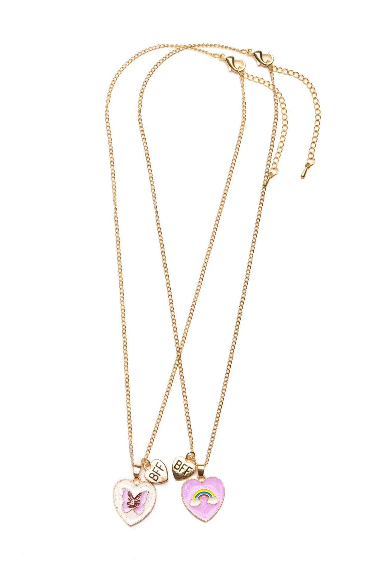 Rainbow Butterfly BFF Necklaces, 2pcs Assorted