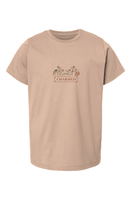 Charmed Woodland Animals Youth T-shirt peach