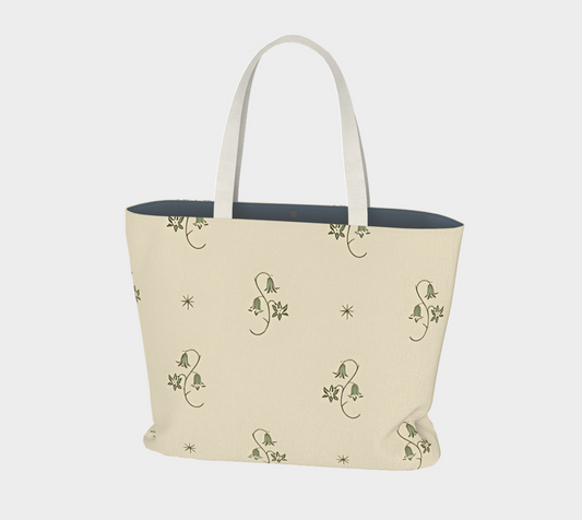 Large Tote Bag - Wild Bellflower in Taupe