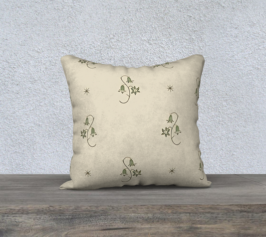 18" x 18" Pillowcase - Wild Bellflower in Taupe