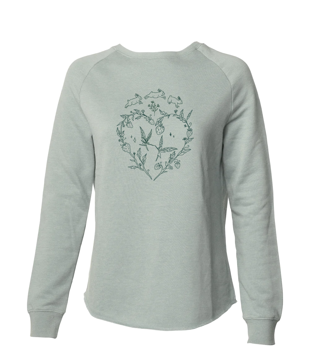 Womens Fairy Heart Print Crewneck